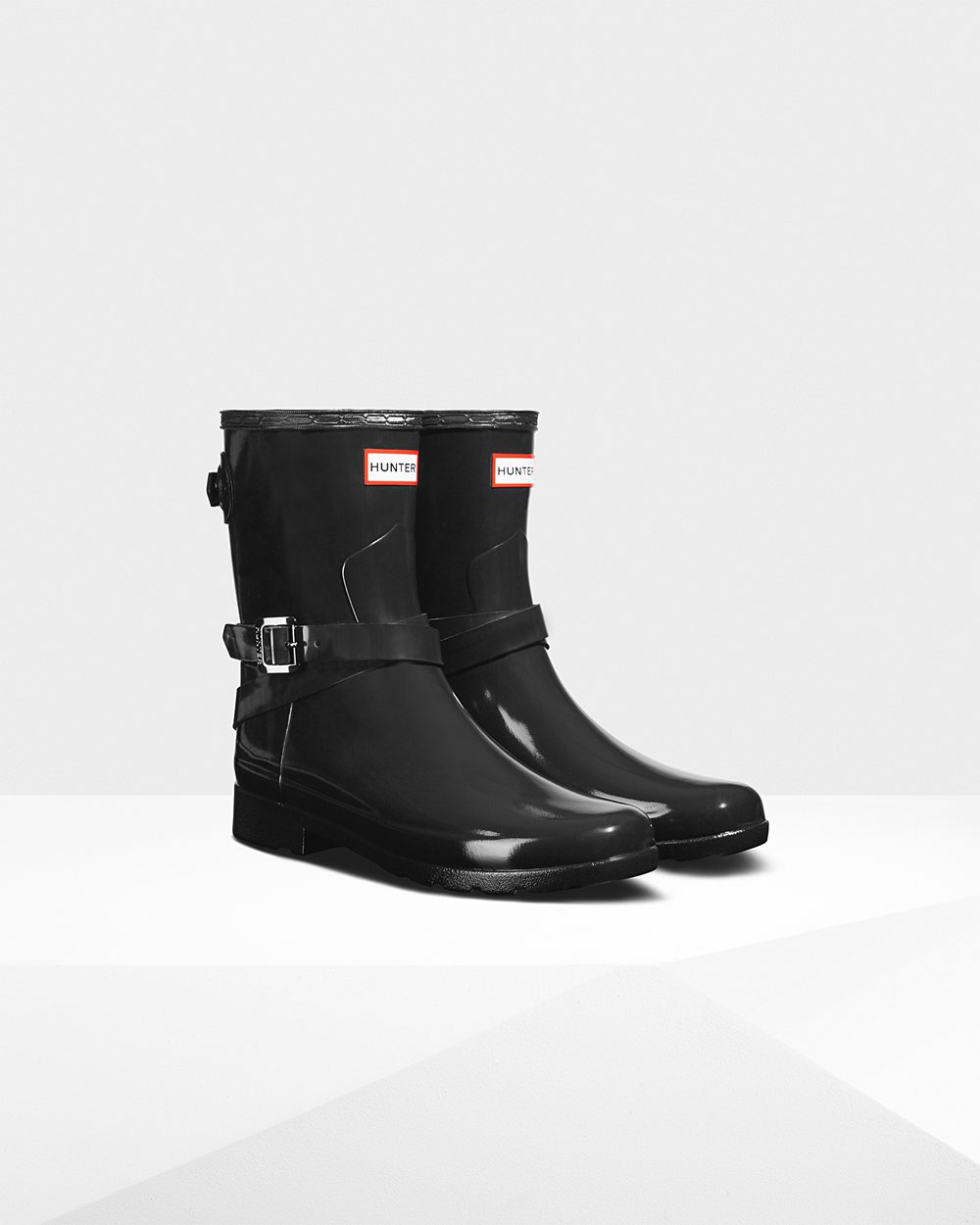 Hunter Mujer Refined Adjustable Gloss - Botas de Lluvia Negras - 460-NBFMVS